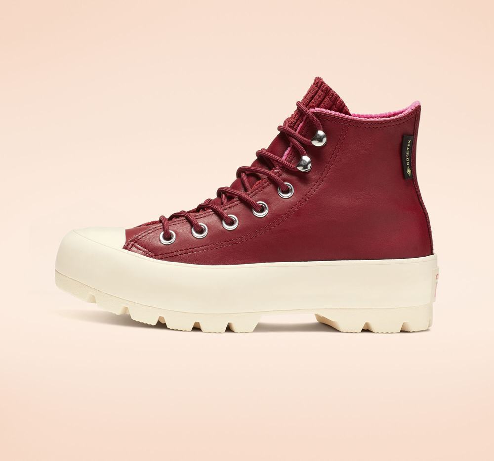 Botas Converse Chuck Taylor All Star GORE-TEX Lugged Waterproof Couro Mulher Vermelhas Escuro 350469